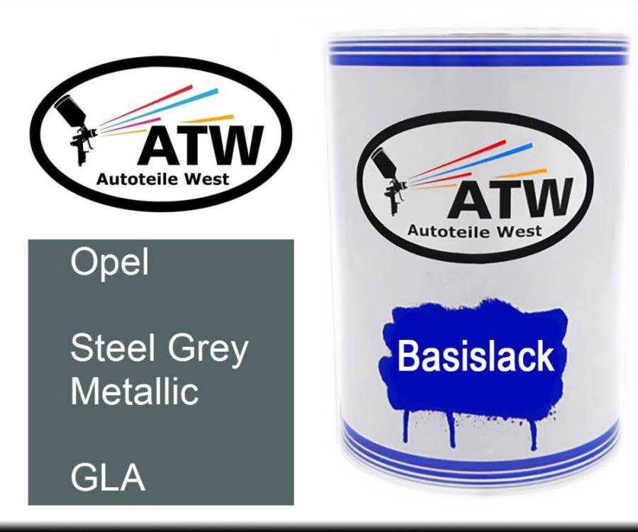 Opel, Steel Grey Metallic, GLA: 500ml Lackdose, von ATW Autoteile West.
